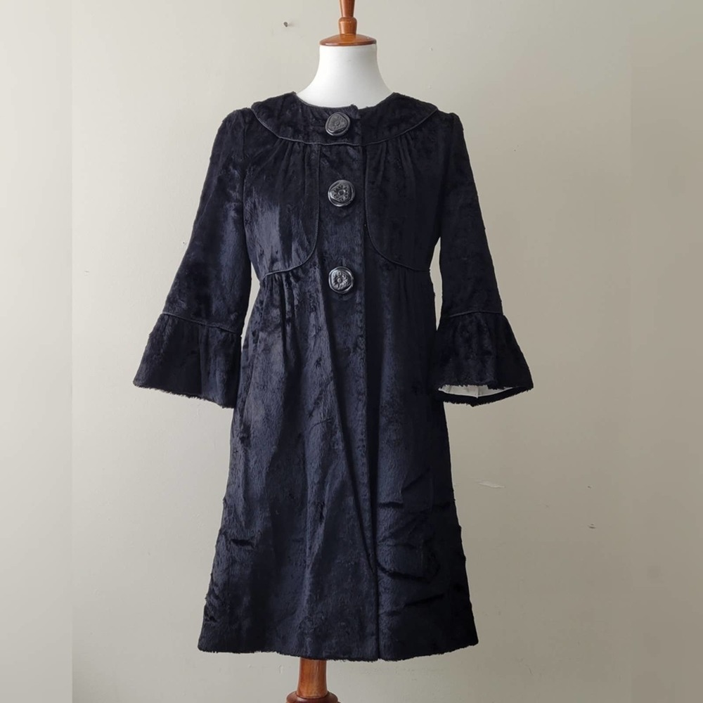 Anthropologie Tabitha Faux Fur Collarless Dress Coat